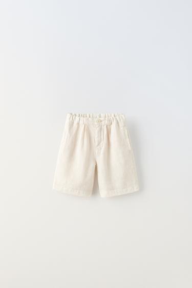 ЛЬНЯНЫЕ ШОРТЫ TRUE NEUTRALS — ЭКРЮ от Zara — изображение 0