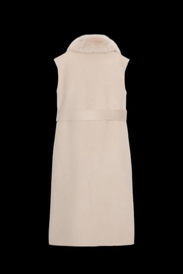 CHALECO CUELLO EFECTO PELO ZW COLLECTION - Crudo de Zara