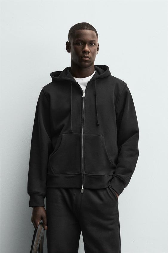Hoodie Pull A Capuche Zara Homme Zara Men Black Polar Fleece Hoodie