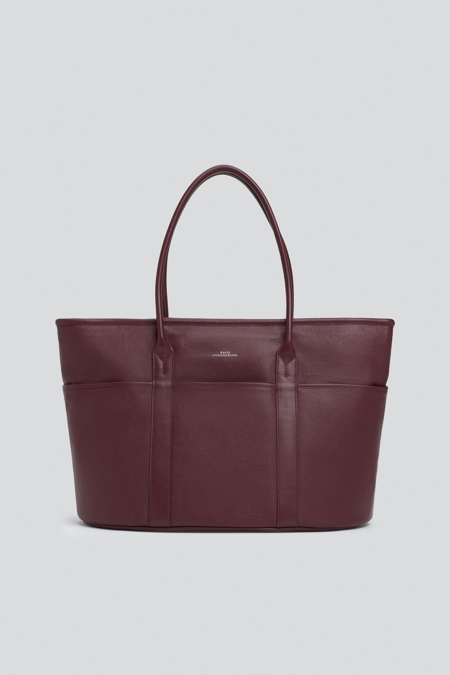 Мужская сумка Zara Leather Shopper, цвет: Бордовый красный — фото 1