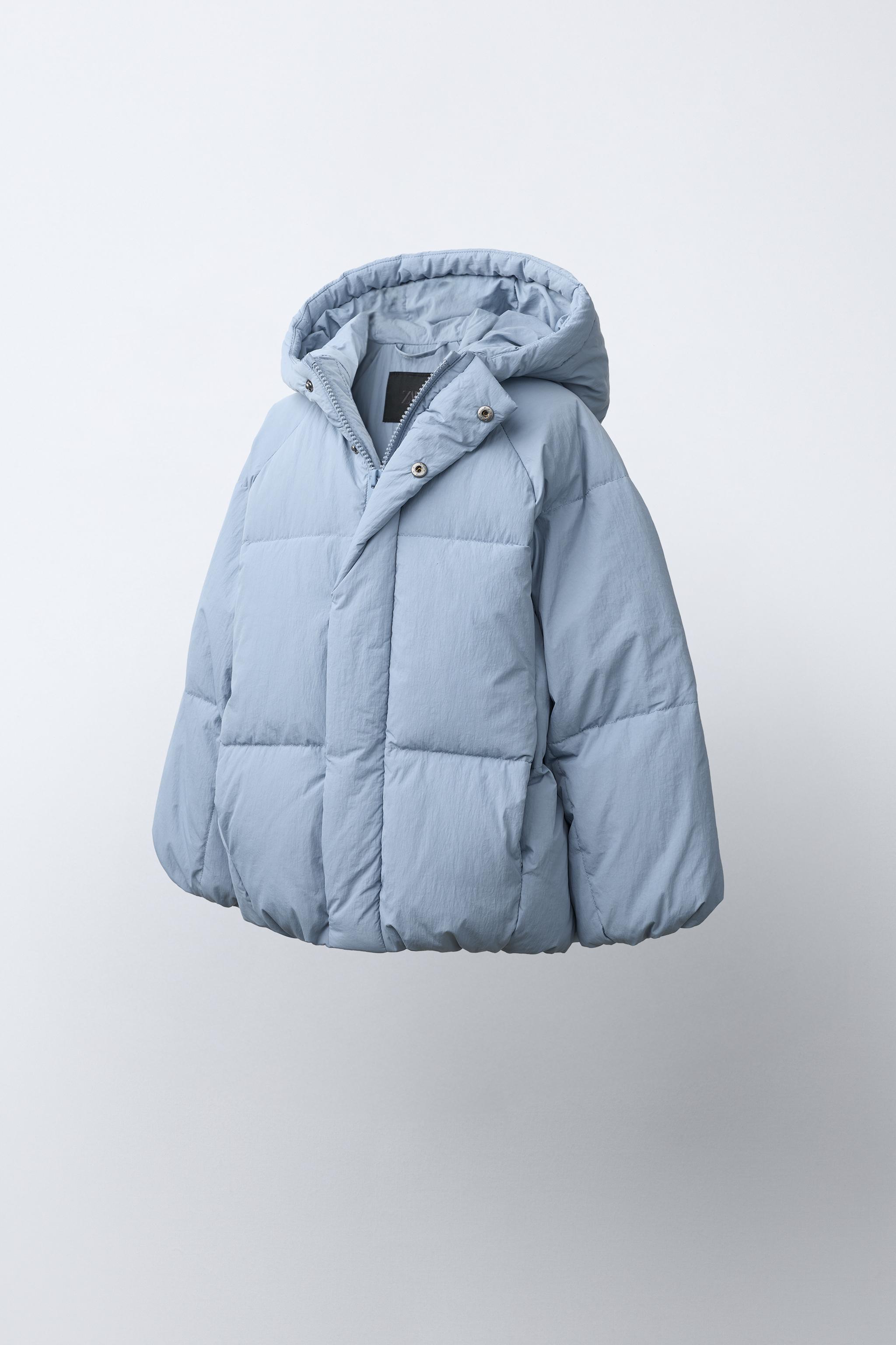 50% FEATHER AND 50% DOWN WATER-REPELLENT PUFFER JACKET — Light blue