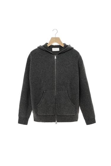 CHAQUETA PUNTO PERLADO ALGODÓN - LANA CAPUCHA - Gris vigoré de Zara