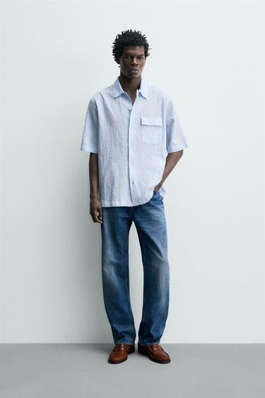 RUUDULLINEN TEKSTUROITU PAITA - Blue/White Zaralta