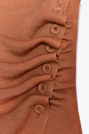 KNIT GATHERED OFF-THE-SHOULDER TOP - Terracotta by Zara - Image 5