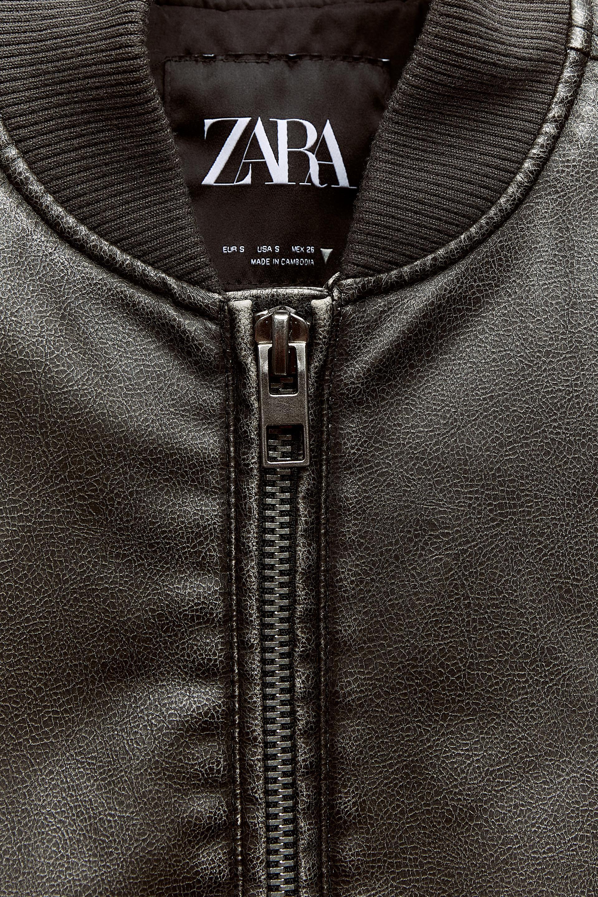 ZARA 新品　ユーズド加エフェイクレザー オーバーサイズボンバージャケット ZARA 新品 ユーズド加エフェイクレザー オーバーサイズボンバー