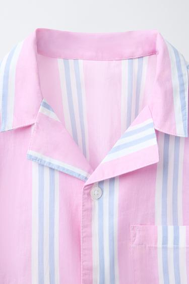 6-14 YEARS/STRIPED SHIRT AND BERMUDA PYJAMAS - Pink by Zara - Image 5