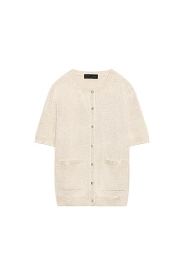 SHORT SLEEVE CARDIGAN - Sand by Zara