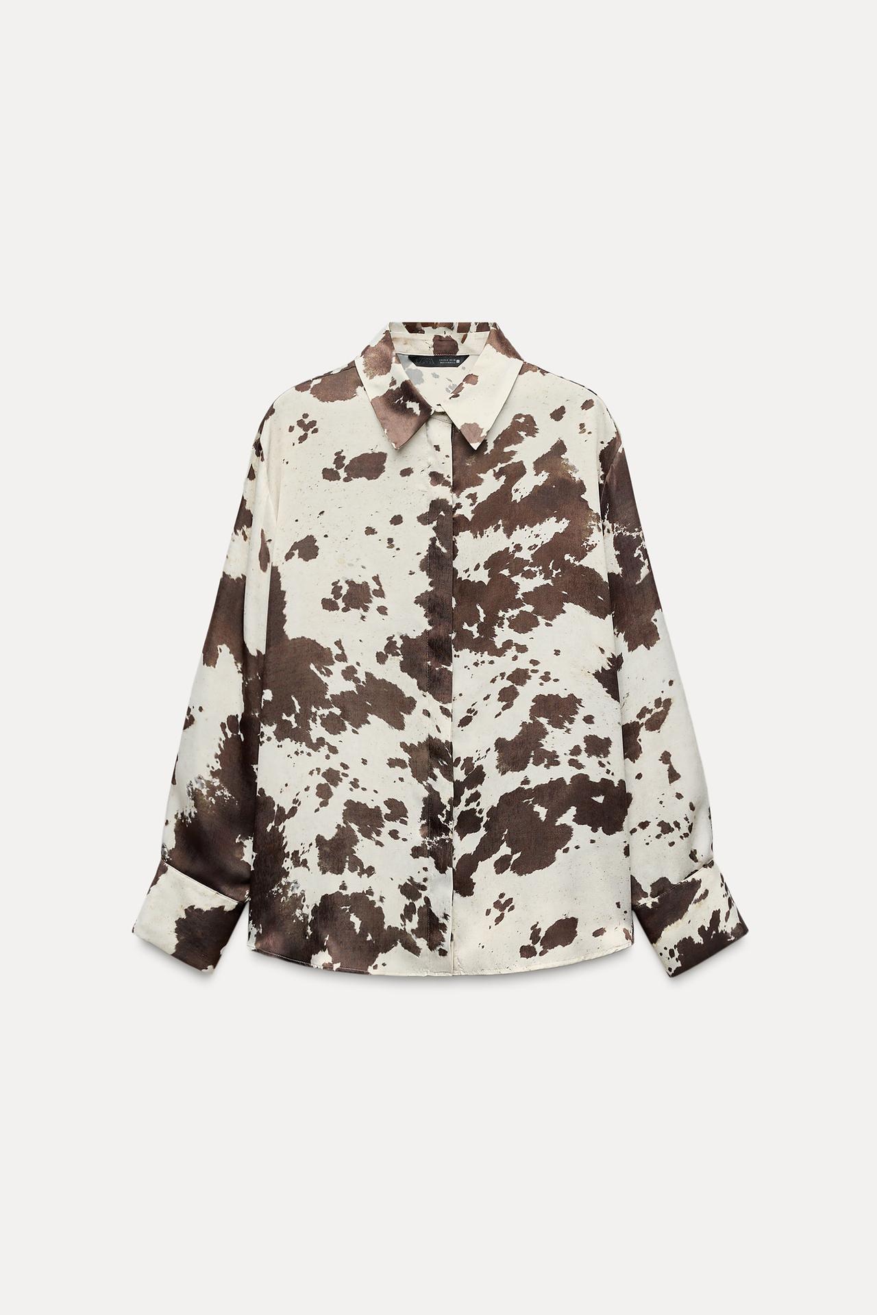 ANIMAL PRINT SHIRT - Ecru / Brown by Zara - Image 3