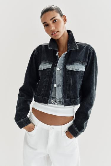Z1975 CROPPED CONTRAST DENIM JACKET - Grey by Zara