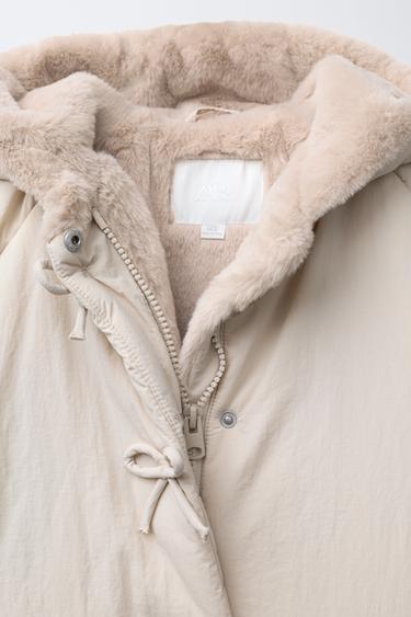 WATER-REPELLENT QUILTED COAT WITH TIES - Ecru by Zara - Image 4