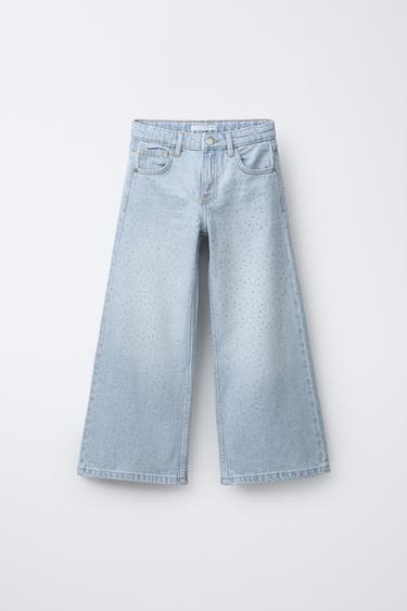 JEANS WIDE LEG BRILLOS - Azul claro de Zara - Imagen 0