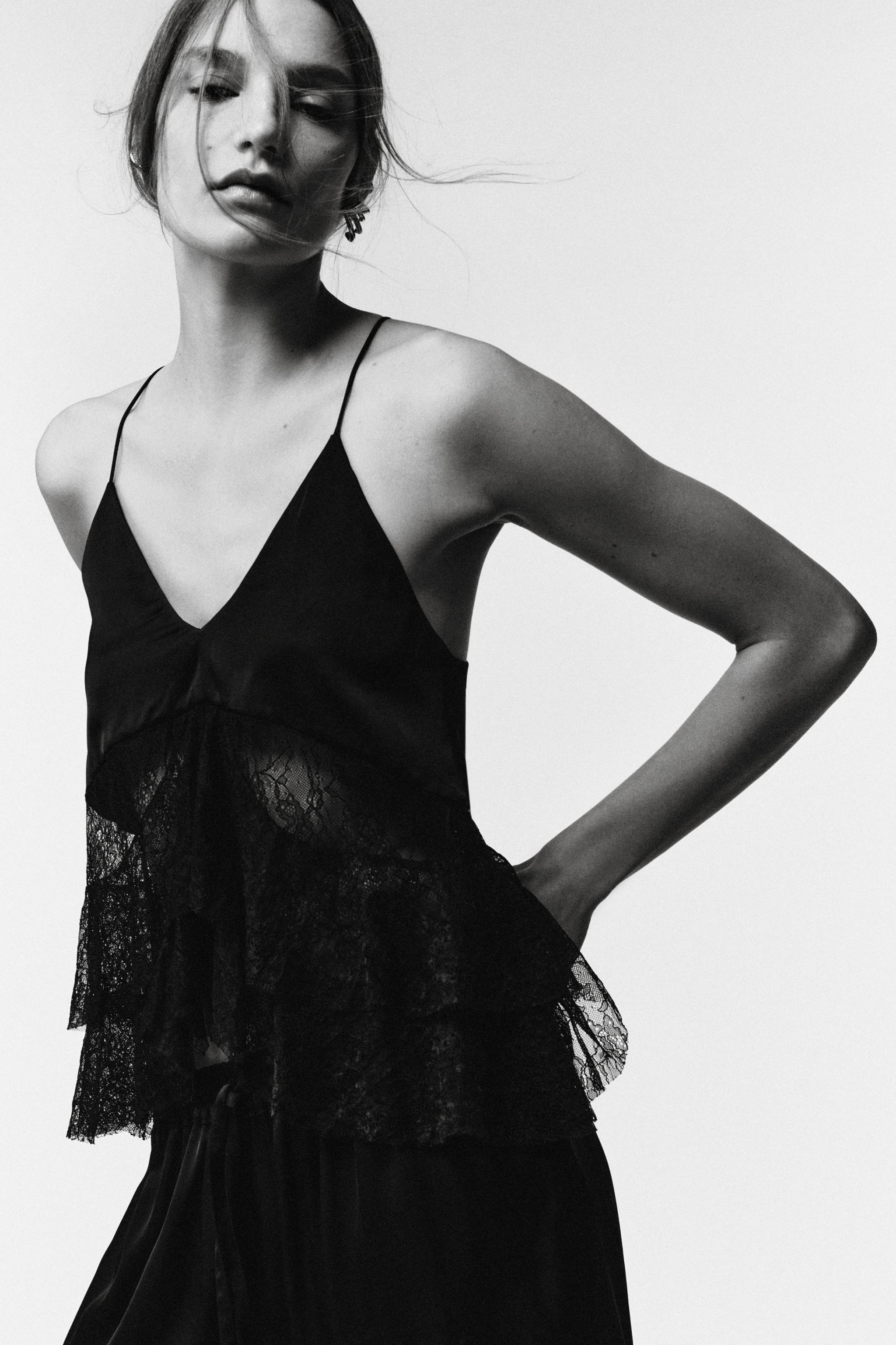 LIMITED EDITION COMBINATION LACE TOP - Black | ZARA United States