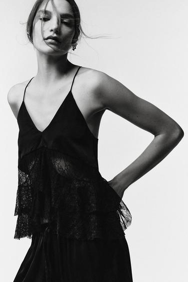TOP COMBINÉ DENTELLE ÉDITION LIMITÉE - Noir de Zara - Image 5