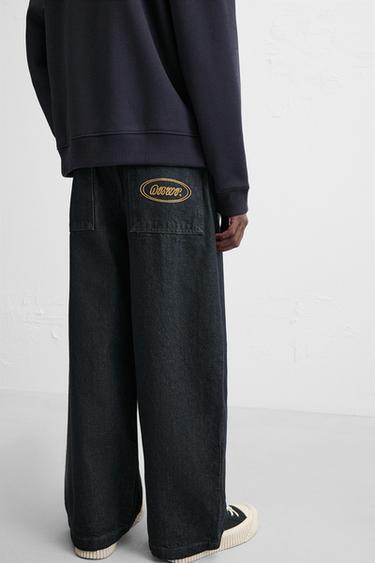 JEAN RELAXED WIDE LEG BRODÉ - Bleu de Zara - Image 4