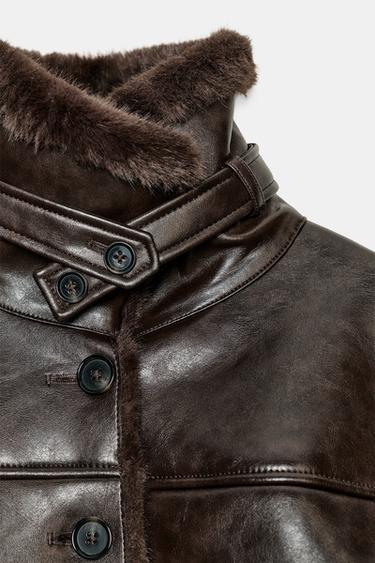 DOUBLE-FACED FAUX FUR JACKET - Brown by Zara - Image 4