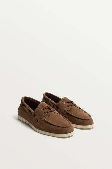 MOCASSINI NAVY IN PELLE - Marrone di Zara