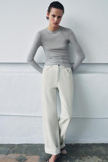 SEMI-SHEER KNIT TOP - Grey marl by Zara