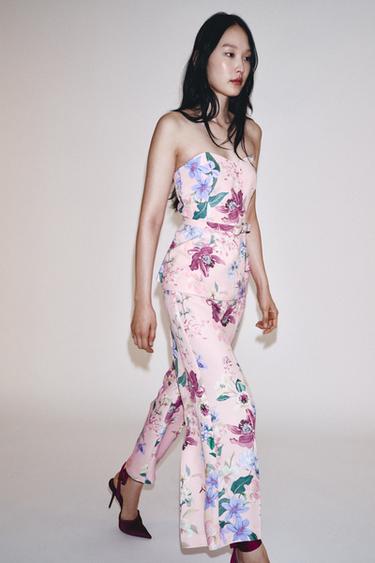 FLORAL PRINT BUSTIER TOP WITH BELT - Multicoloured by Zara