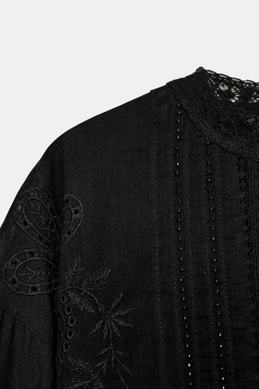 CHEMISE BRODERIES ET ENTRE-DEUX ZW COLLECTION - Noir de Zara - Image 5