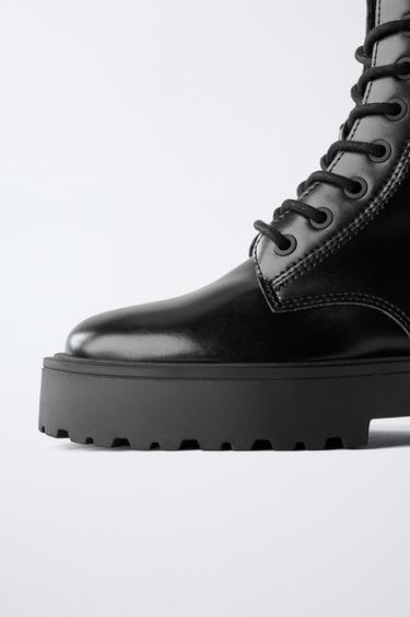 LACE-UP ANKLE BOOTS - Black by Zara - Image 5