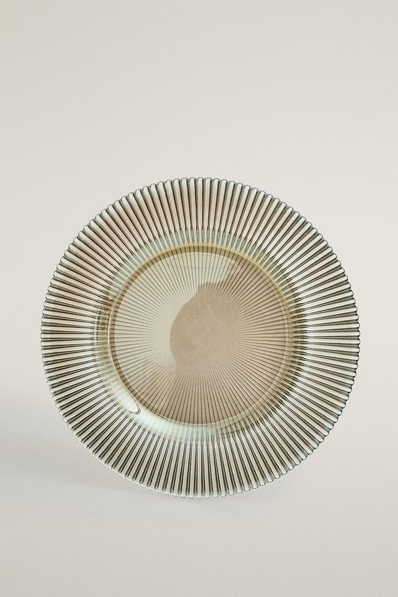 ASSIETTE À DESSERT EN VERRE RAYÉ NOËL - Cave de Zara - Image 0
