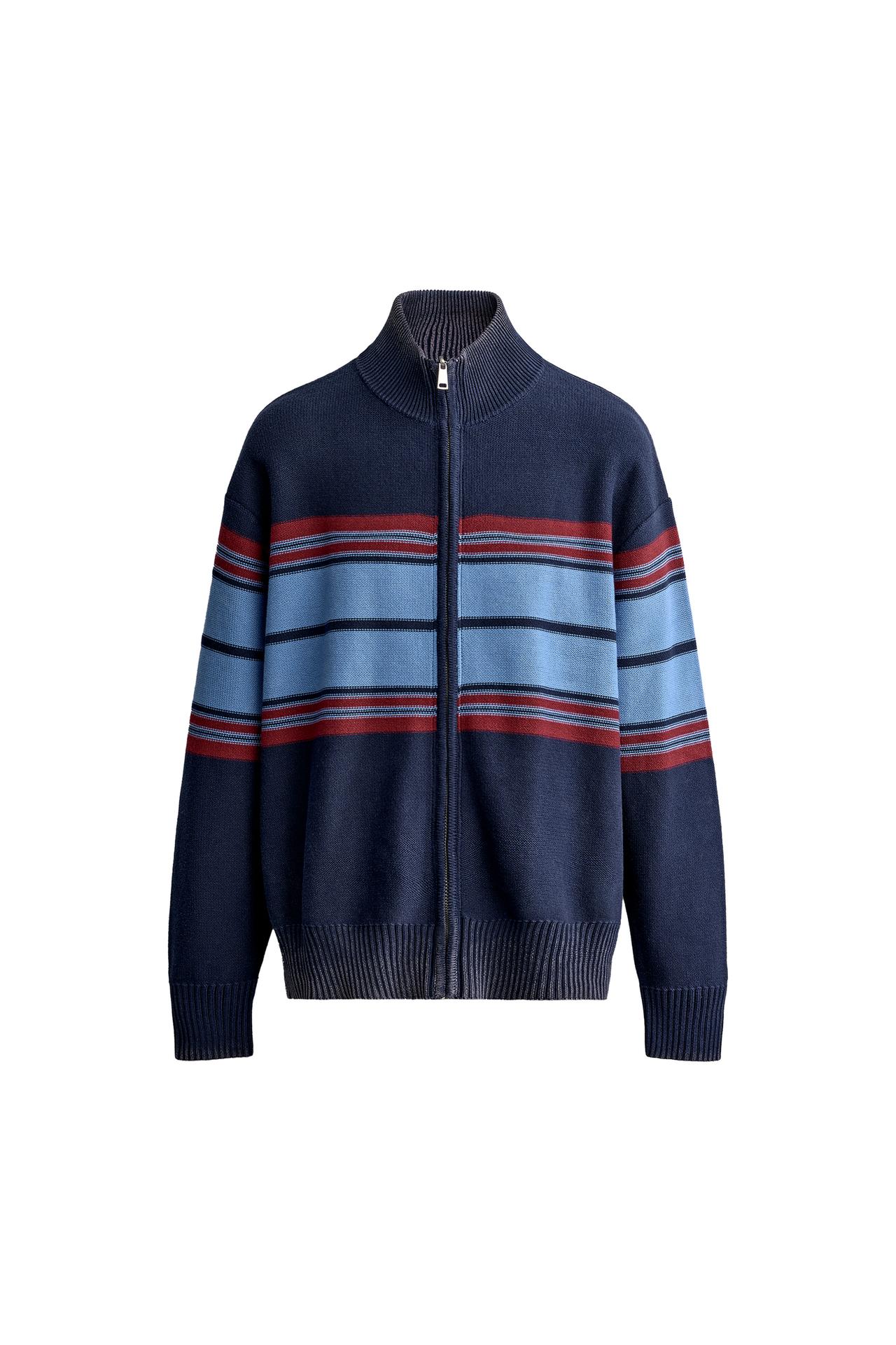 COLOUR BLOCK WASHED CARDIGAN