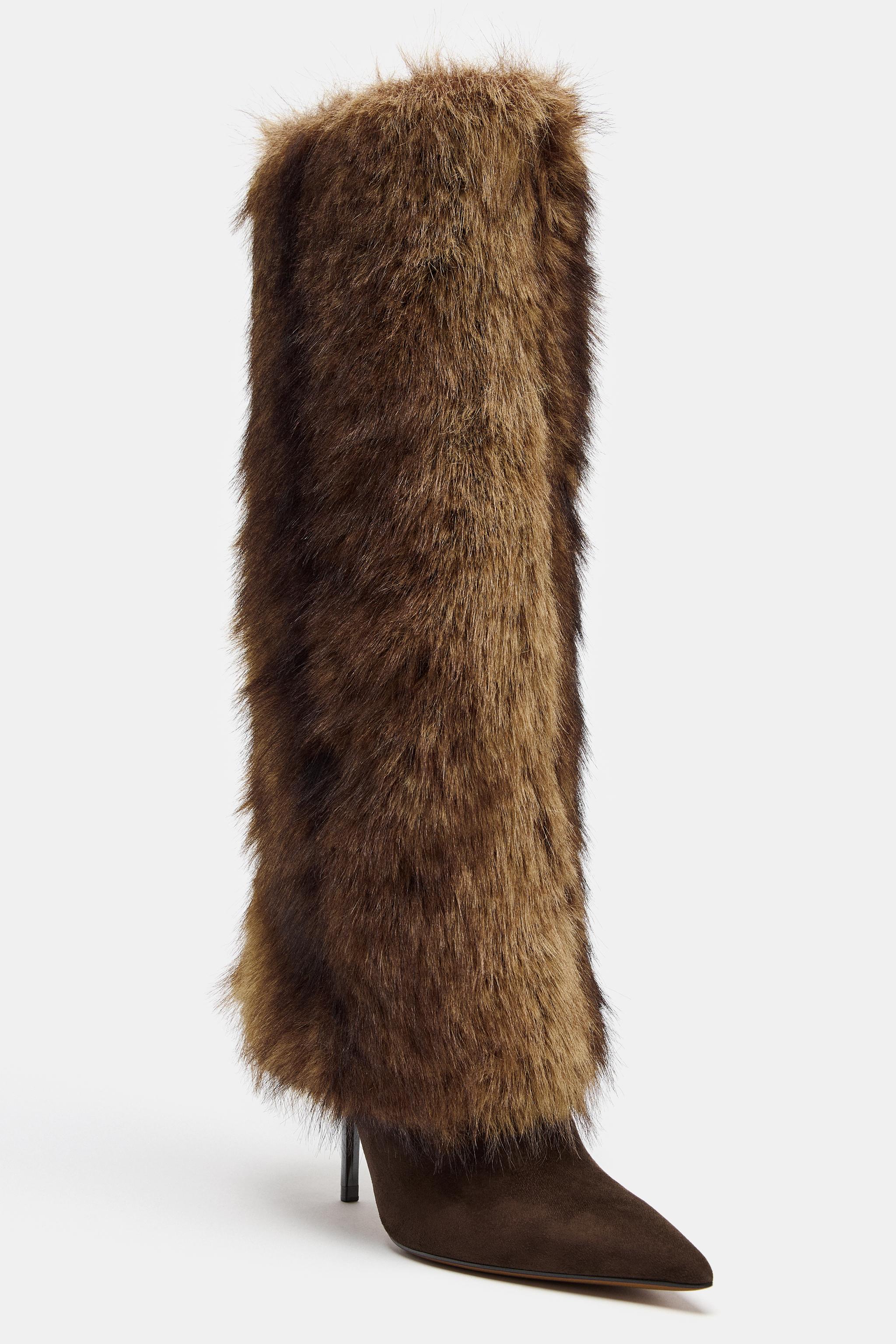 FUR EFFECT HEEL BOOTS