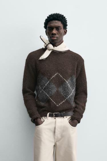 JERSEY JACQUARD ROMBOS - Marrón de Zara