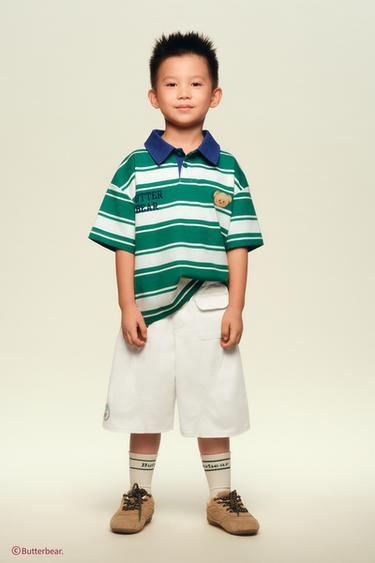 BUTTERBEAR © STRIPED POLO SHIRT - Green by Zara