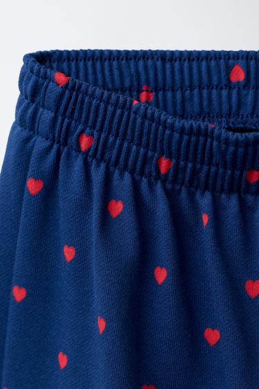 PANTALÓN BALLOON ESTAMPADO CORAZONES - Rojo de Zara