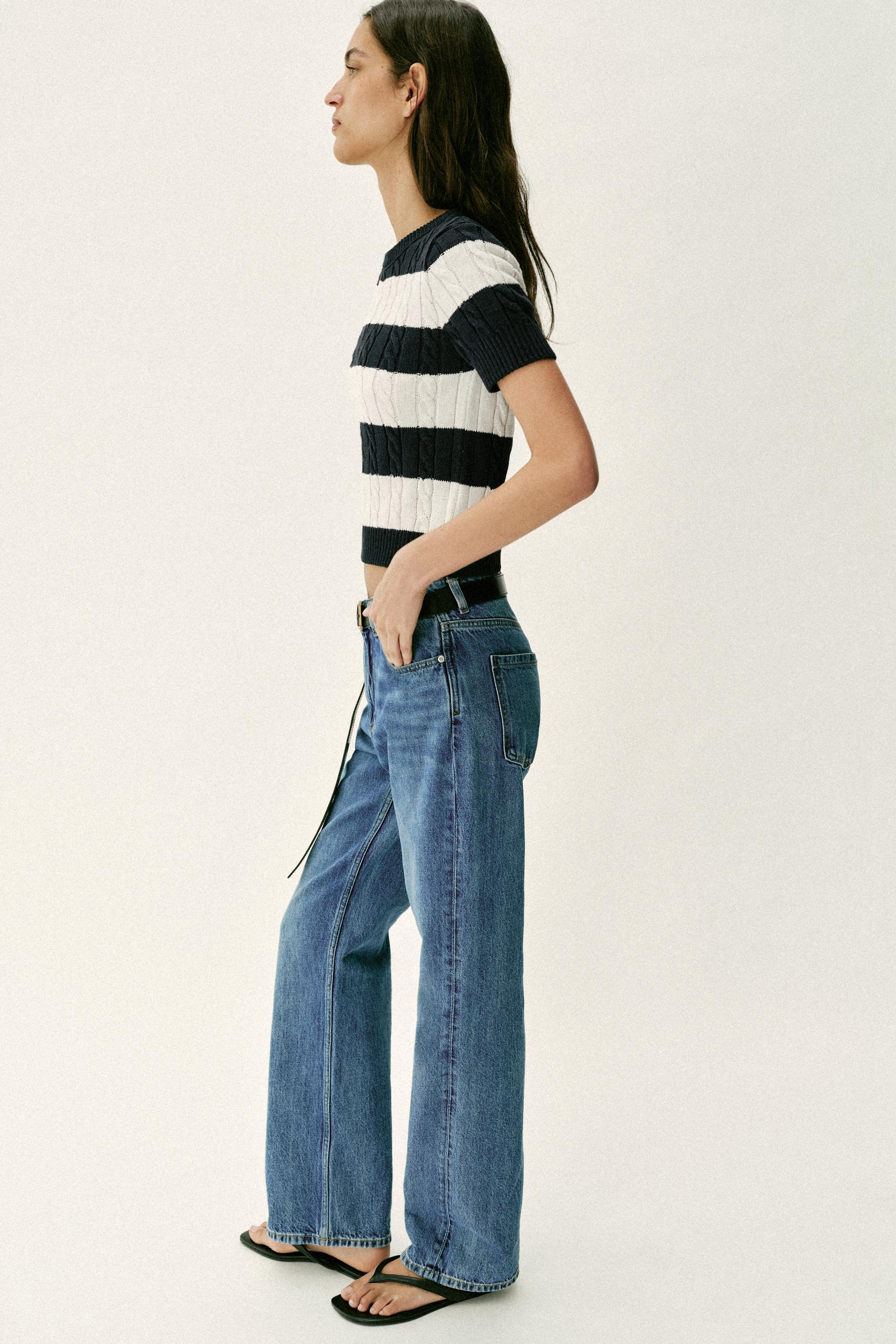 CABLE KNIT STRIPED JUMPER