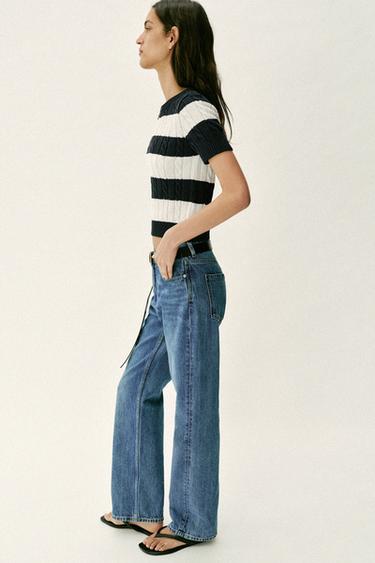 CABLE-KNIT STRIPED JUMPER - striped by Zara