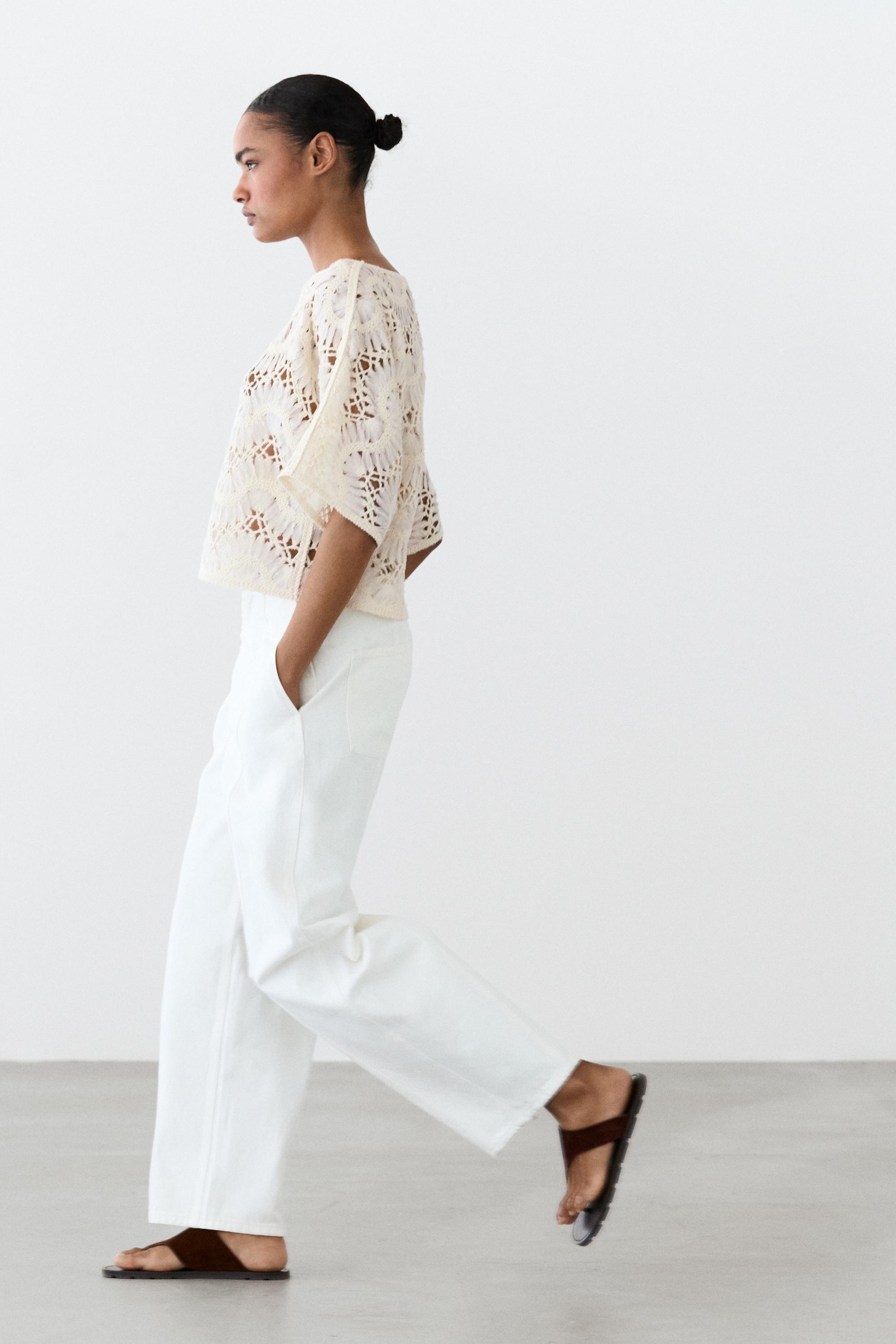 Top en crochet manches courtes