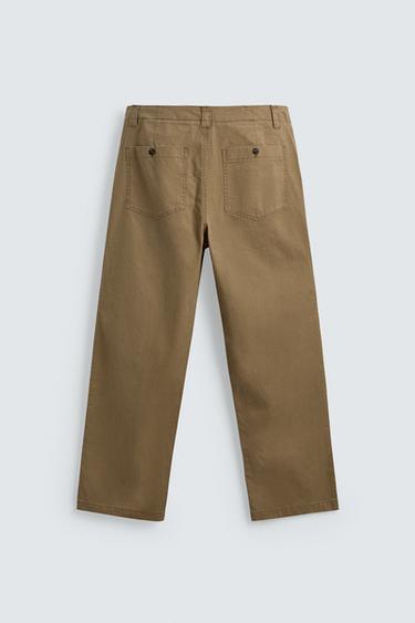 PANTALON STRAIGHT FIT DÉLAVÉ - Marron clair de Zara - Image 6