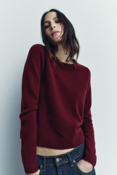 JERSEY BÁSICO 100% LANA - Granate de Zara
