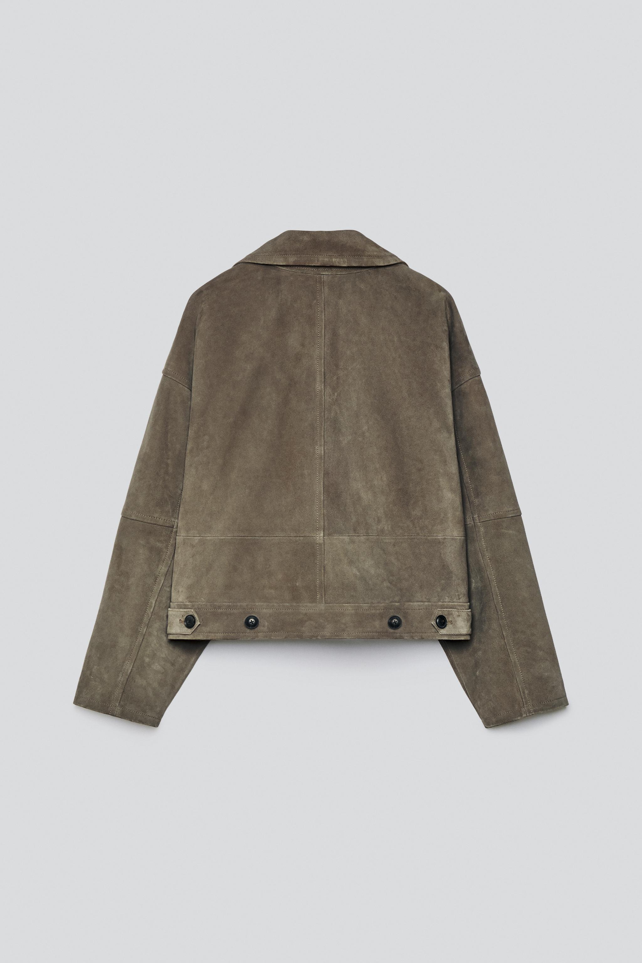 BLOUSON COURT FIT CUIR DAIM