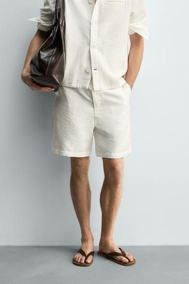FLUID RELAXED FIT BERMUDA SHORTS - Oyster-white by Zara