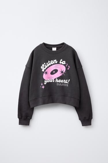 SUDADERA ESTAMPADA - Antracita oscuro de Zara - Imagen 0