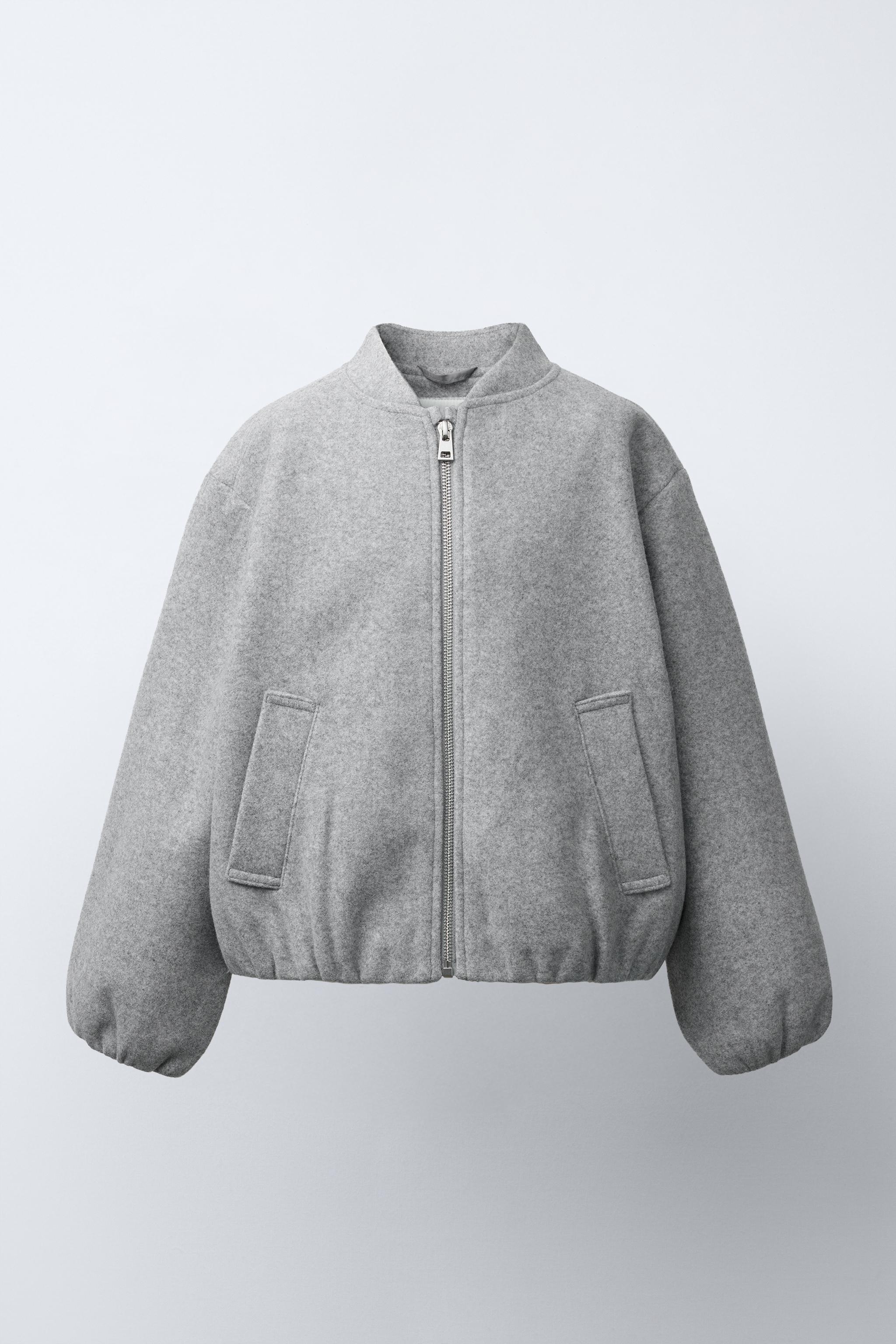 軽量ベージュボンバージャケット 38 ☆ZARA☆ ボンバージャケット☆ベージュ PLUSH BOMBER JACKET 旬