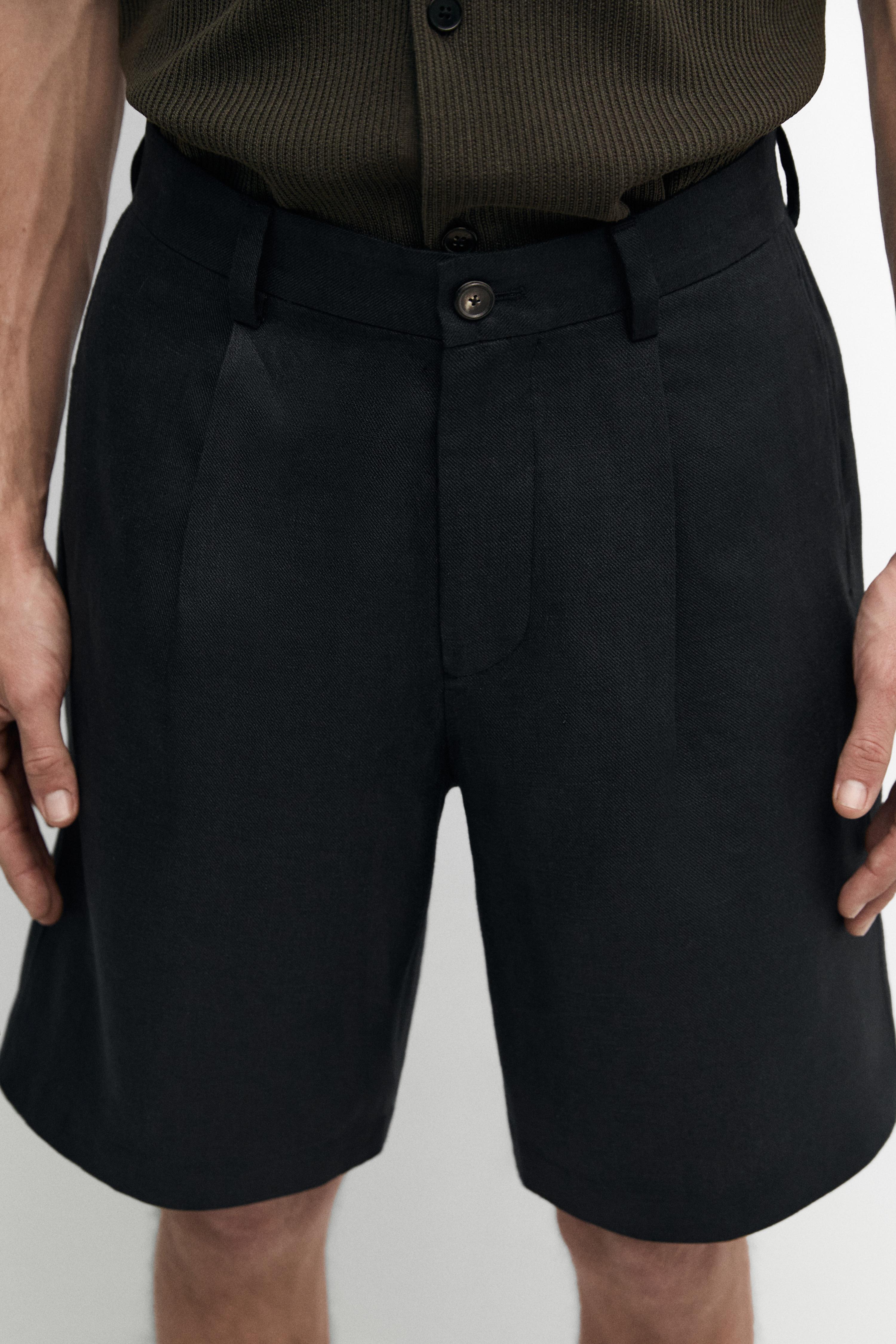 Linen Bermuda shorts with darts