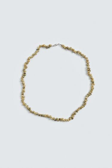 Zara BEADED SHELL NECKLACE - Sand