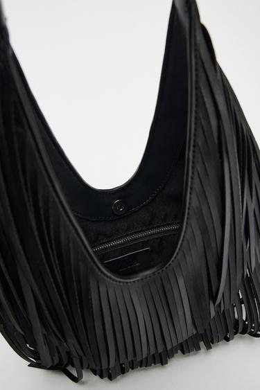 FRINGED TOTE BAG - Black by Zara - Image 5