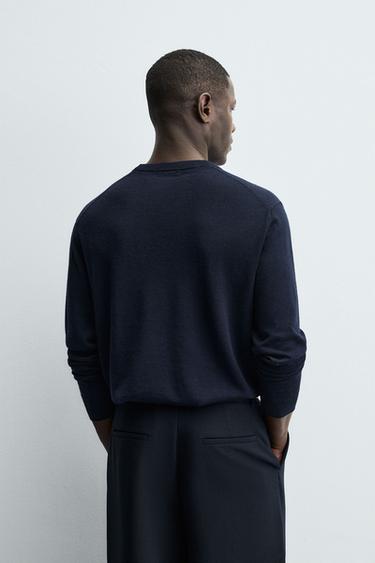 PULL 100 % LAINE - Bleu marine de Zara - Image 2