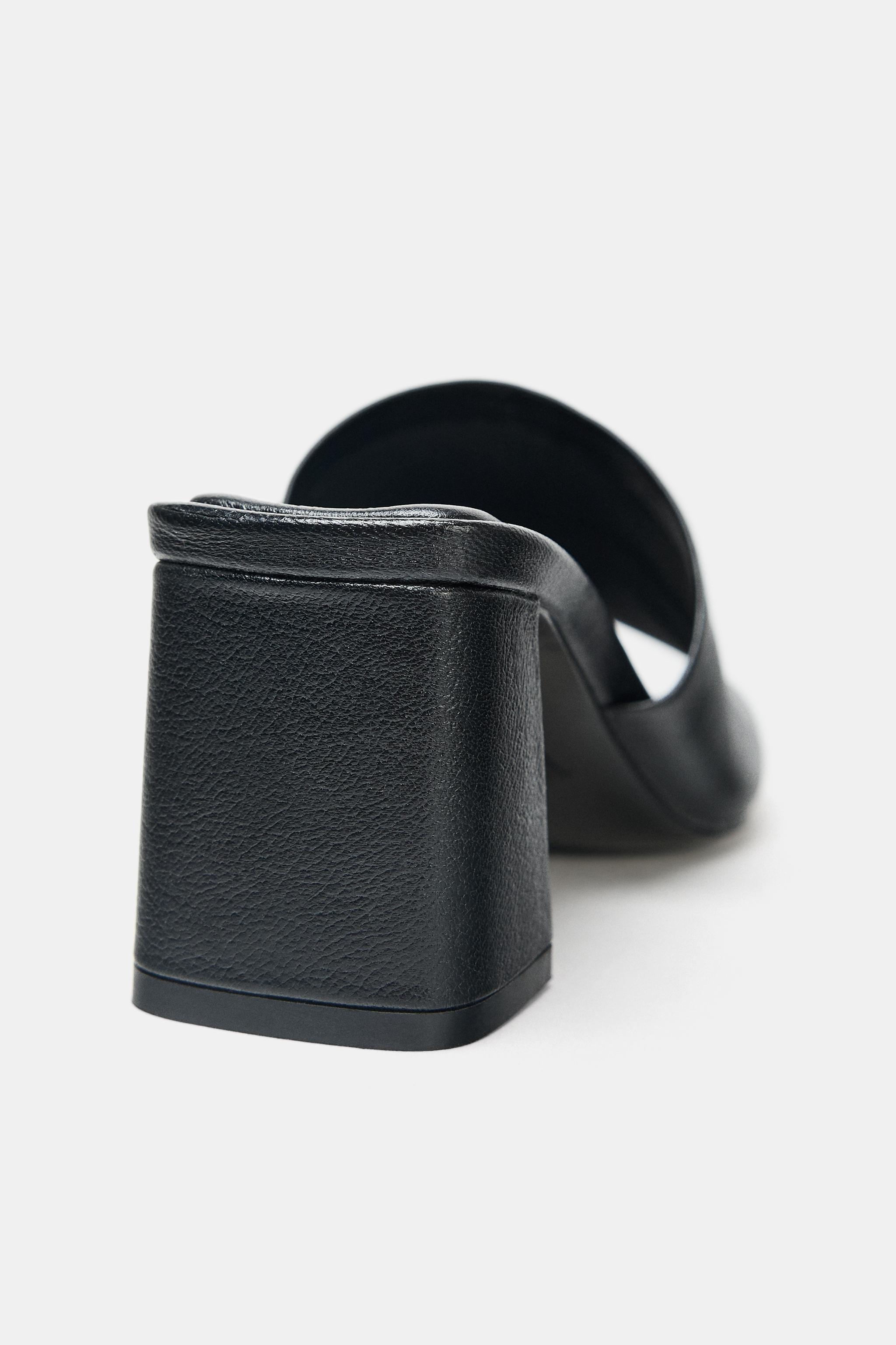 リアルレザーチャンキーヒールミュール - ブラック | ZARA Japan