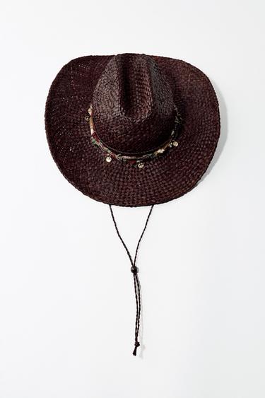 CHAPEAU TRESSÉ COWBOY - Marron de Zara