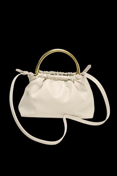 METAL HANDLE MINI BOWLING BAG - Ecru by Zara