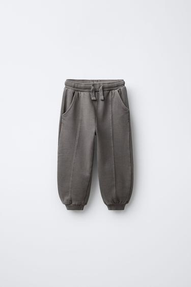 PANTALÓN JOGGER  GARMENT DYE NERVIO - Gris de Zara