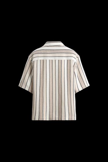 Zara GEOMETRIC JACQUARD SHIRT - Beige