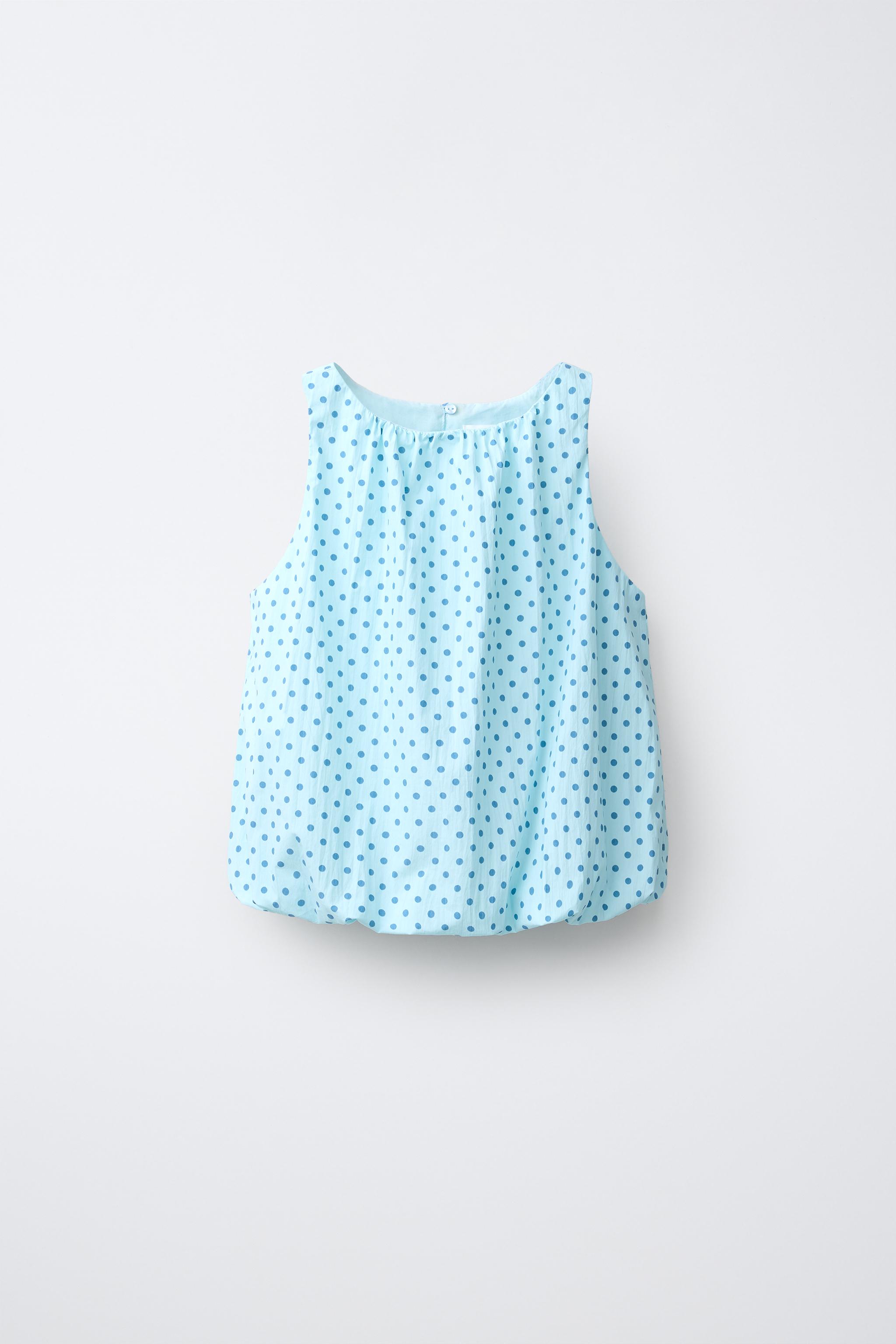 Детские рубашки Zara PUFFY POLKA DOT TOP — фото 2
