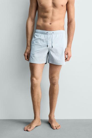 MAILLOT DE BAIN MI-LONG À RAYURES - Bleu ciel de Zara - Image 1